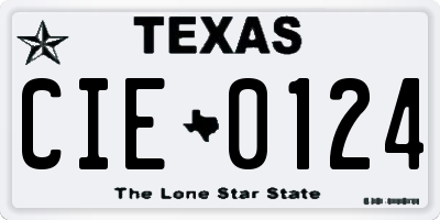 TX license plate CIE0124