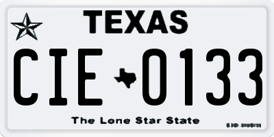 TX license plate CIE0133