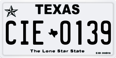 TX license plate CIE0139