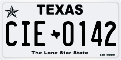 TX license plate CIE0142