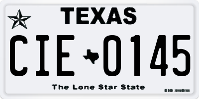 TX license plate CIE0145