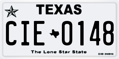 TX license plate CIE0148