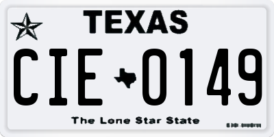TX license plate CIE0149