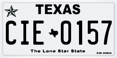TX license plate CIE0157