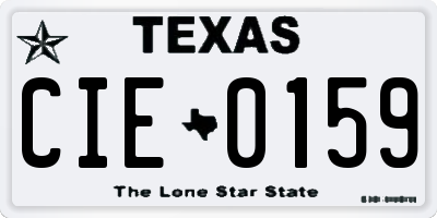 TX license plate CIE0159