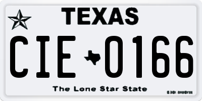 TX license plate CIE0166