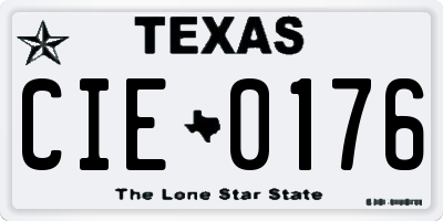 TX license plate CIE0176