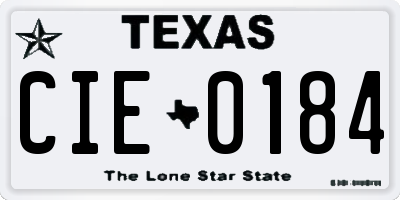 TX license plate CIE0184