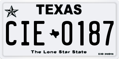 TX license plate CIE0187