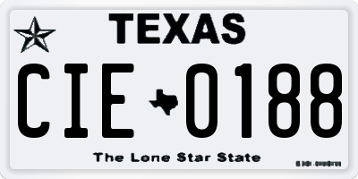 TX license plate CIE0188