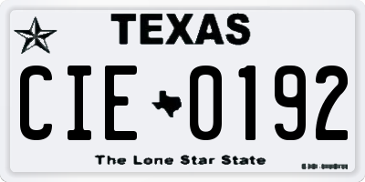 TX license plate CIE0192