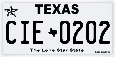 TX license plate CIE0202