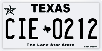 TX license plate CIE0212