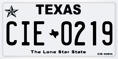 TX license plate CIE0219