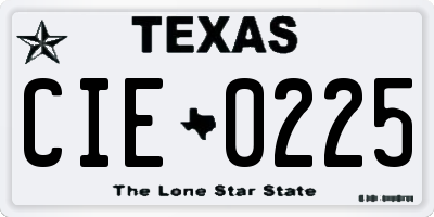 TX license plate CIE0225