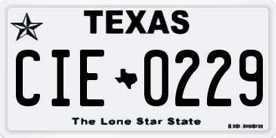 TX license plate CIE0229