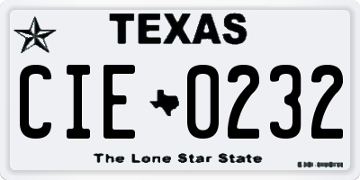 TX license plate CIE0232