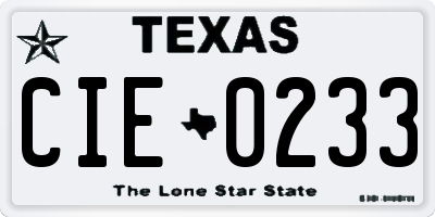 TX license plate CIE0233