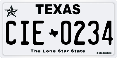 TX license plate CIE0234
