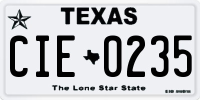 TX license plate CIE0235