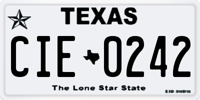 TX license plate CIE0242