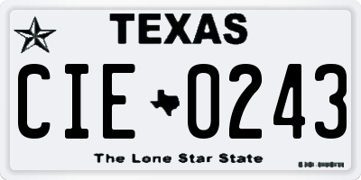 TX license plate CIE0243