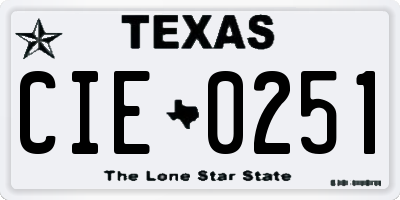 TX license plate CIE0251