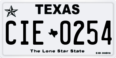 TX license plate CIE0254