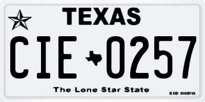 TX license plate CIE0257