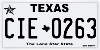 TX license plate CIE0263