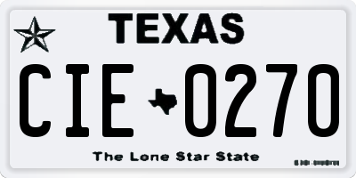 TX license plate CIE0270