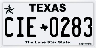 TX license plate CIE0283