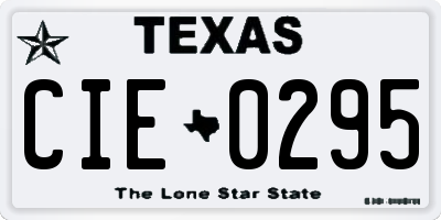 TX license plate CIE0295