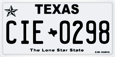 TX license plate CIE0298