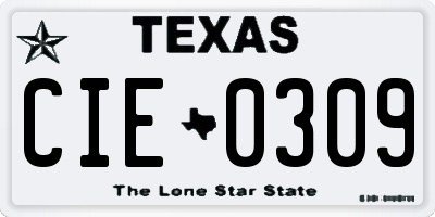 TX license plate CIE0309