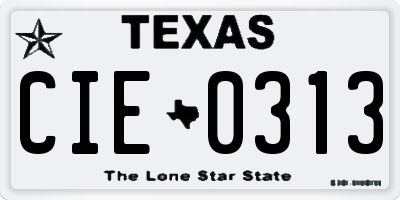 TX license plate CIE0313
