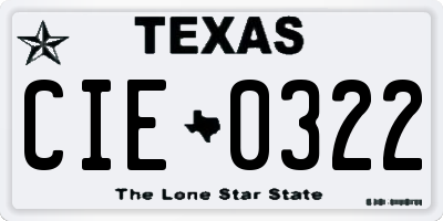 TX license plate CIE0322