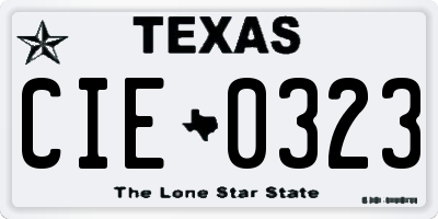 TX license plate CIE0323