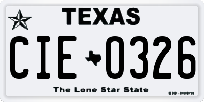 TX license plate CIE0326