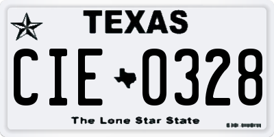 TX license plate CIE0328