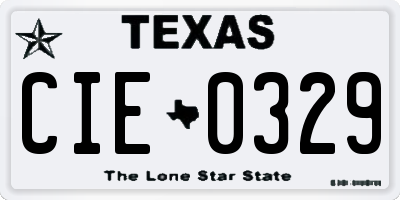 TX license plate CIE0329