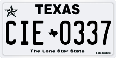 TX license plate CIE0337