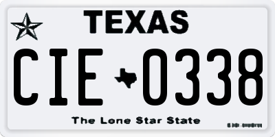 TX license plate CIE0338