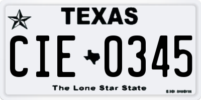 TX license plate CIE0345