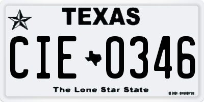TX license plate CIE0346