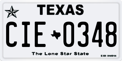 TX license plate CIE0348