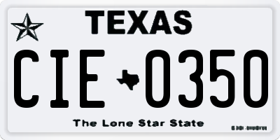 TX license plate CIE0350