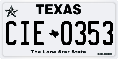 TX license plate CIE0353