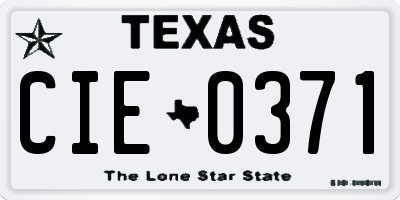TX license plate CIE0371