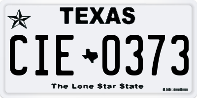 TX license plate CIE0373